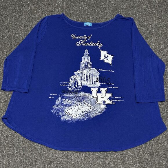 P. Michael Women's 3/4 Sleeve University of Kentucky T-Shirt UK Blue (Sz XL) - Picture 1 of 9